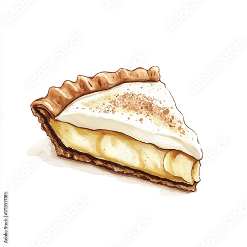 A slice of creamy custard pie with a buttery crust.