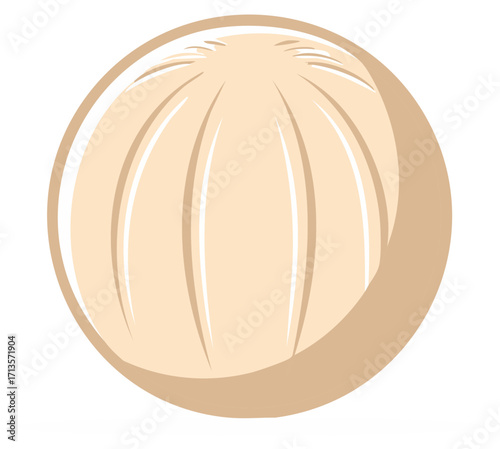 Delicious steamed bao bun Asian cuisine illustration with intricate pleats