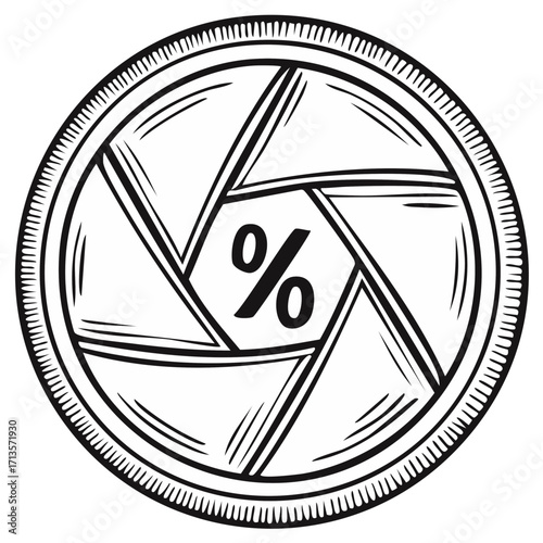 Camera Aperture with Percent Symbol Illustration