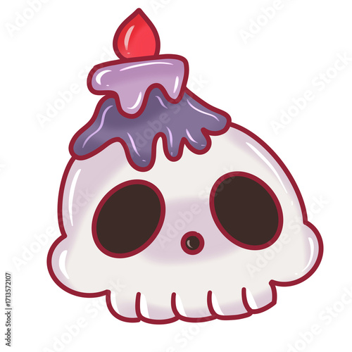 Spooky skull candle illustration for Halloween design