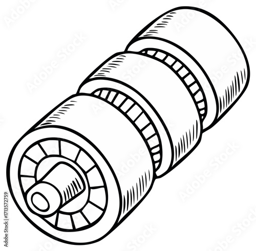 Detailed Outline Illustration of a Roller Bearing Assembly for Mechanical Engineering Concepts and Industrial Applications