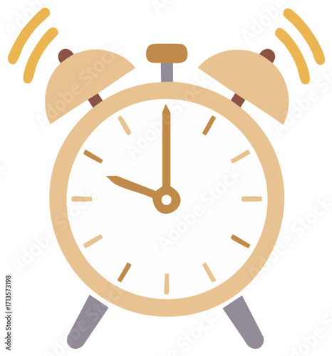 Ringing Alarm Clock with Bells Illustration Time Management Wake Up Early