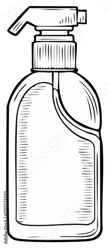 Sketch Style Spray Bottle Container for Cleaning Solutions or Personal Care Products