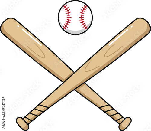 Crossed baseball bats and ball vector graphic sports icon vector