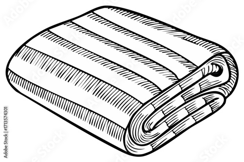 Folded Quilt Bedding Cover Blanket Artistic Line Art Illustration Graphic Design