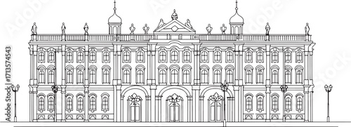 Sketch vector of Winter Palace Hermitage Museum in St Petersburg