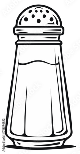 Illustration of a Classic Salt Shaker with a Metal Top
