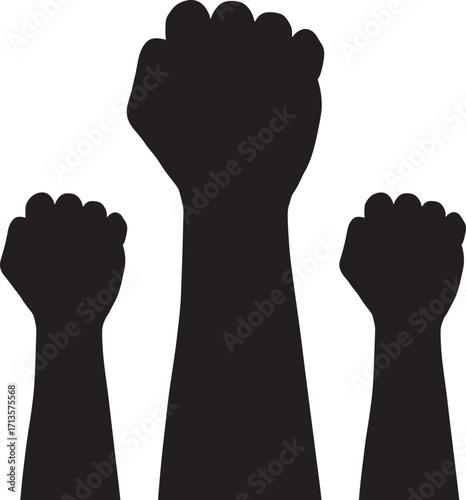Human clenched fist raised in the air silhouette