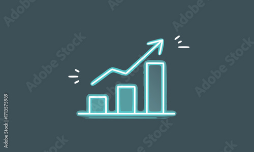 Handdrawn bar graph with upward trending arrow indicating growth.
