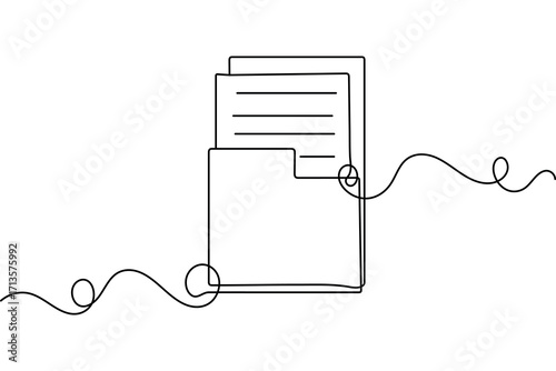 File folder minimalist icon continuous line art outline isolate simple drawing vector illustration
