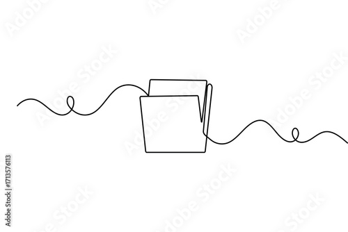 File folder minimalist icon continuous line art outline isolate simple drawing vector illustration
