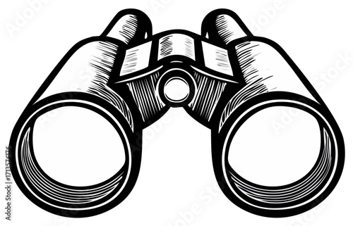 Monochrome binoculars vector illustration conveys exploration discovery and a focused optical experience
