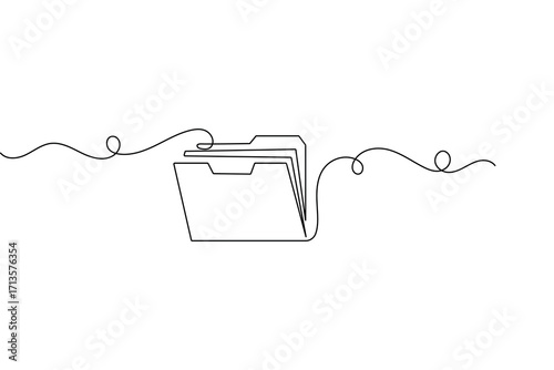 File folder minimalist icon continuous line art outline isolate simple drawing vector illustration

