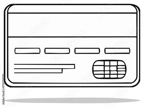 Simple Line Art Illustration of a Debit or Credit Card Back