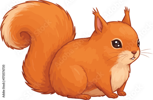 Cute red squirrel sitting adorable autumn forest animal illustration isolated vector