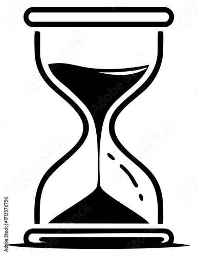 Black hourglass icon with sand flowing representing time passing measurement and deadlines