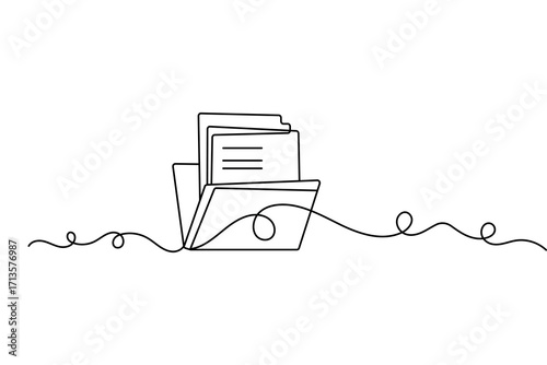 File folder minimalist icon continuous line art outline isolate simple drawing vector illustration
