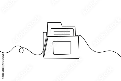 File folder minimalist icon continuous line art outline isolate simple drawing vector illustration
