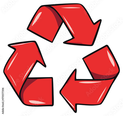 Bold Red Recycling Symbol Arrows in Continuous Motion for Sustainability