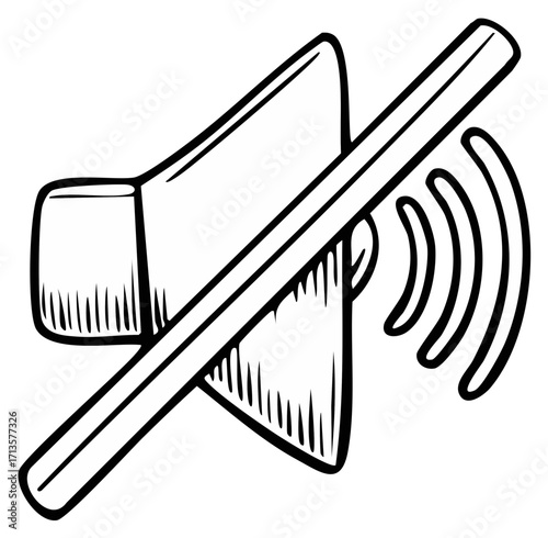 Vector illustration of a muted speaker symbol, isolated on white background