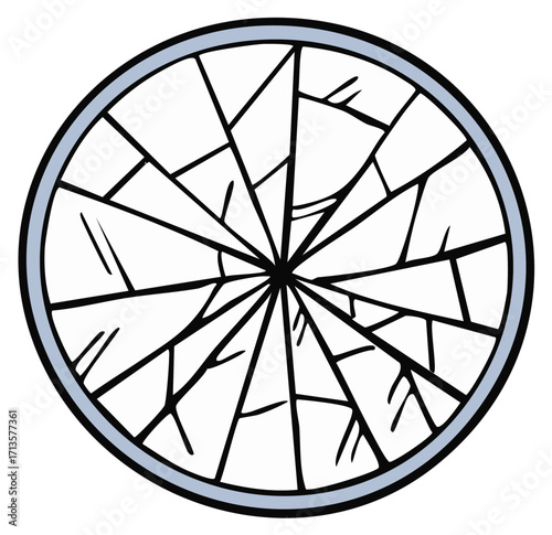 Broken Wheel Graphic Cracked Cycle Part Damage Vulnerability Symbol Concept