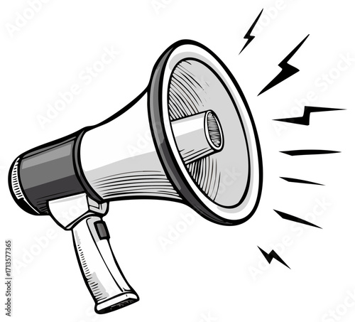 Retro style megaphone icon with sound waves vector illustration