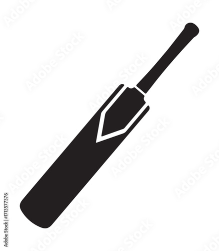 Silhouette of a cricket bat isolated on a white background for sports design isolated on white background
