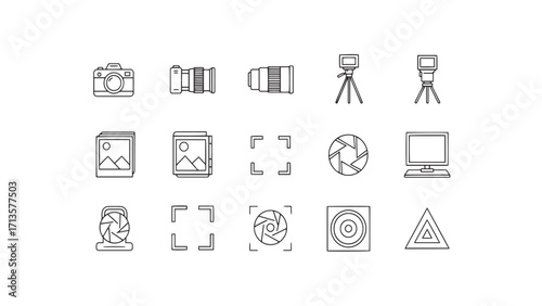 Collection of photography and camera icons