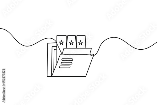 File folder minimalist icon continuous line art outline isolate simple drawing vector illustration
