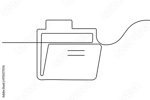 File folder minimalist icon continuous line art outline isolate simple drawing vector illustration
