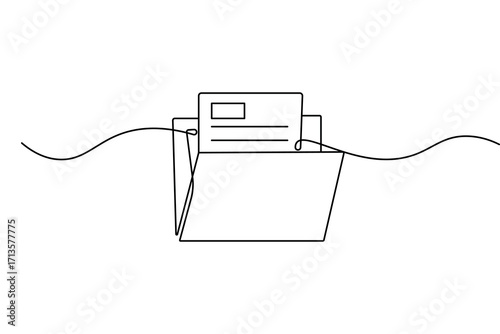 File folder minimalist icon continuous line art outline isolate simple drawing vector illustration
