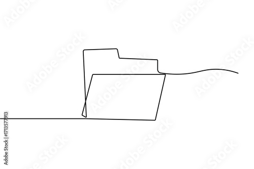 File folder minimalist icon continuous line art outline isolate simple drawing vector illustration

