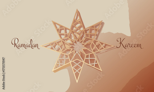 Ramadan Kareem greeting with geometric star and calligraphy.