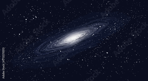 Cosmic Spiral Galaxy in Deep Space