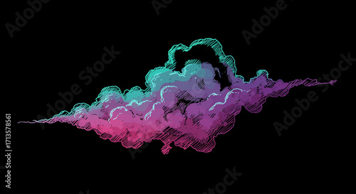 Abstract Cloud Pink, Teal Smoke Illustration