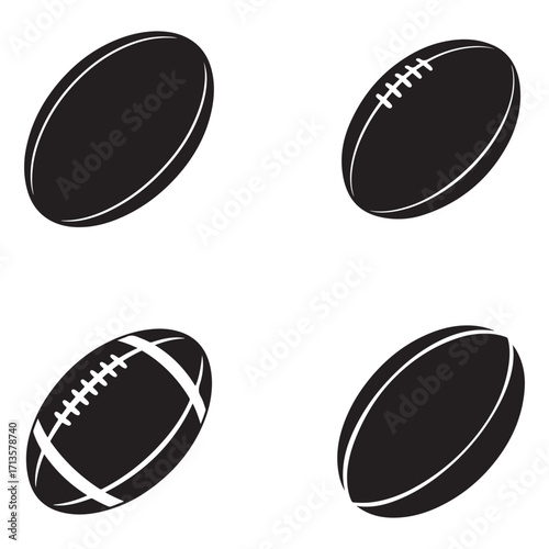 Classic rugby ball silhouette isolated on white background for sports design