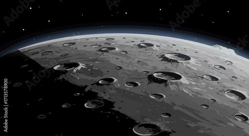 Moon's Cratered Surface A Celestial View