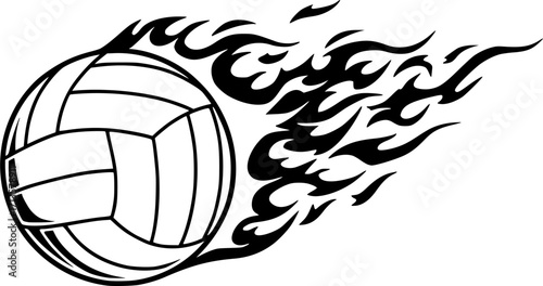 Vector illustration of the volleyball ball on fire
