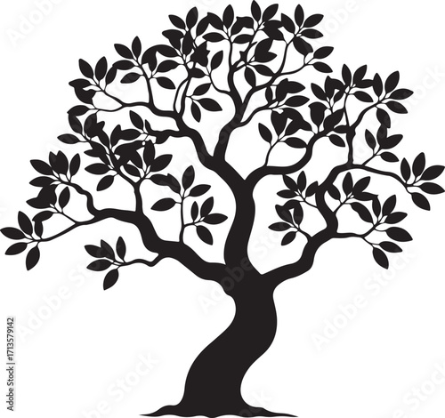 Silhouette of a majestic tree with lush foliage
