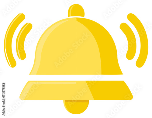 Yellow Ringing Bell Icon for Notification Alert or Reminder