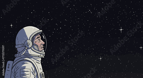 Astronaut's Gaze Stargazing in the Vast Expanse of Space