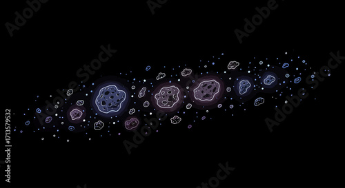 Futuristic digital rendering of a glowing abstract particle cluster