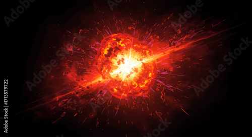 Spectacular Cosmic Star Explosion and Radiant Energy Burst in Deep Space