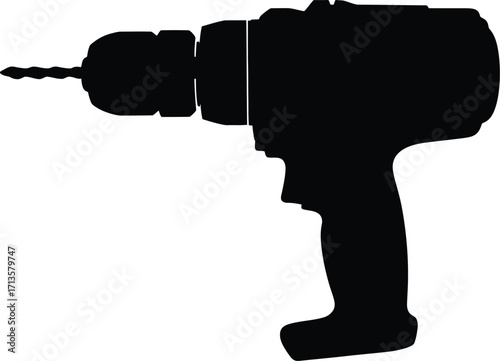 Black drill silhouette tool power tool