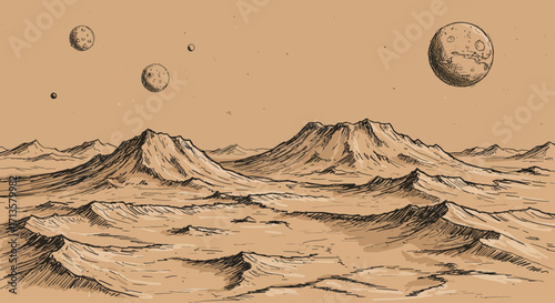 Alien Landscape A Panoramic View of an Exoplanet's Rocky Terrain