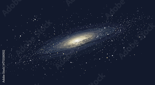Vast Spiral Galaxy With Billions Of Stars In The Dark Cosmos
