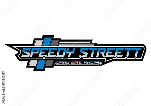 Design words SPEEDY STREETT drag bike racing in the automotive concept with background white transparent