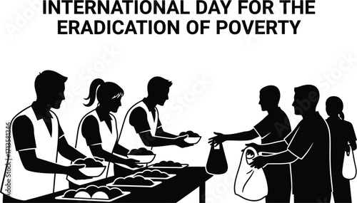 International day for the eradication of poverty people are sharing food to the poor and needy persons