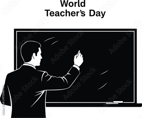 World teachers day with teacher writing blackboard concept of education, learning, and knowledge