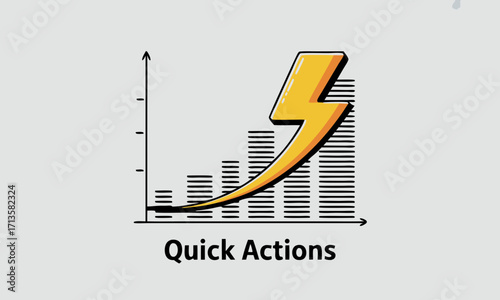 Yellow lightning bolt striking a rising bar graph with Quick Actions text.
